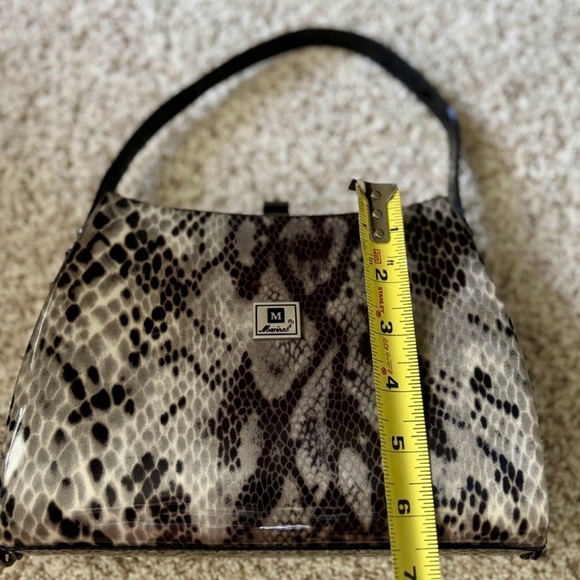 Marinal Snakeskin Print Shoulder Bag Black Hardware Structured 90s Y2K Vintage - Picture 10 of 12